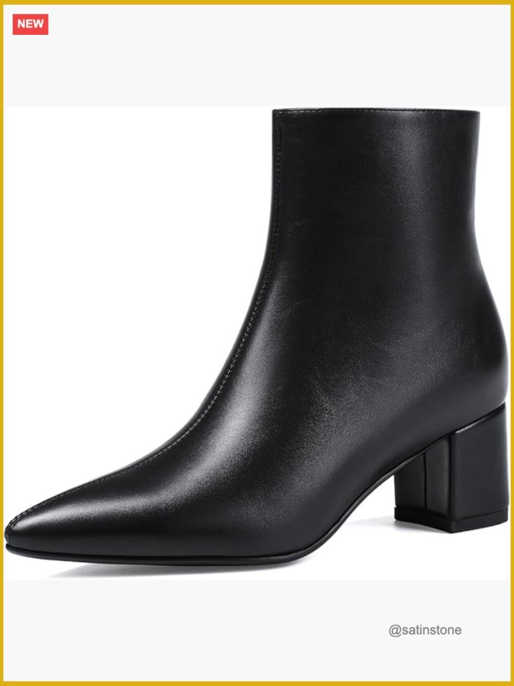 Pointed Toe Chunky Block Heel Ankle Boots Low Heeled Booties